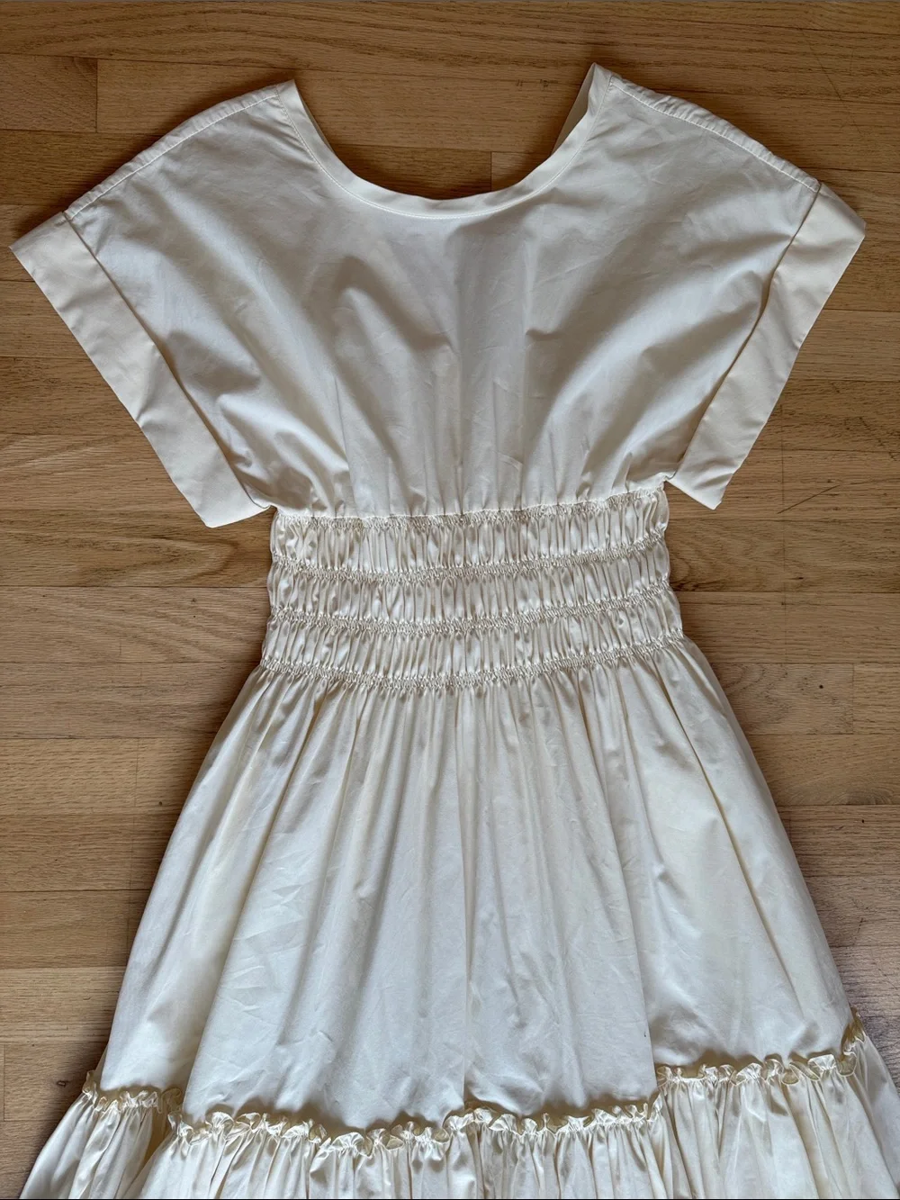 EUC: THREE GRACES Blanche Dress, Cotton Poplin - Ecru, sz Medium - Picture 4 of 9